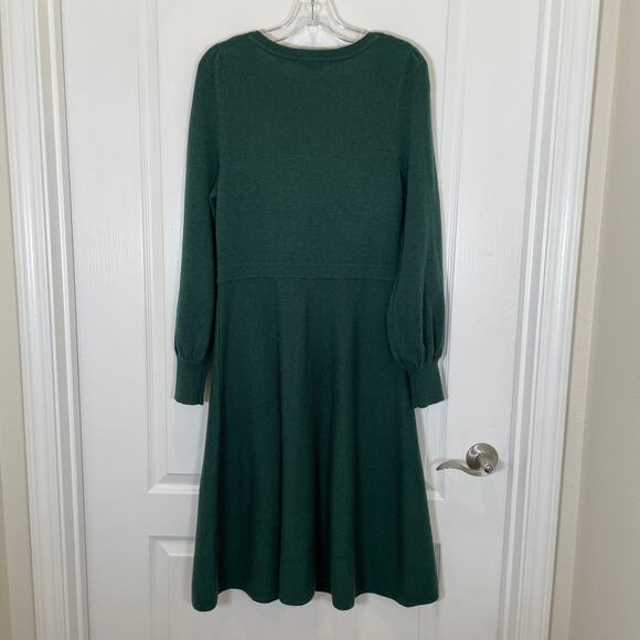 Boden Square Neck Sweater Dress Deep Green Wool Alpaca Long Sleeve Midi 10 - Picture 5 of 5
